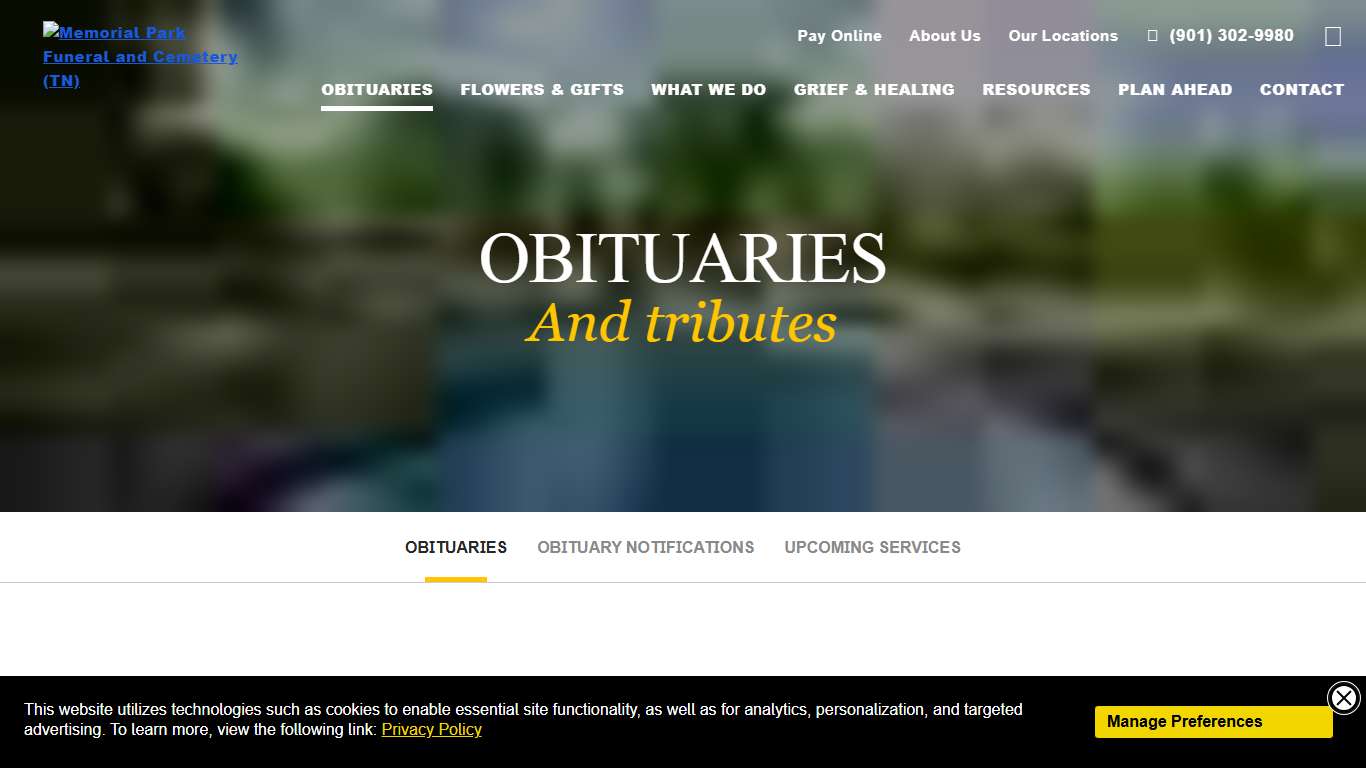 Obituaries in Memphis, TN Memorial Park Funeral Home